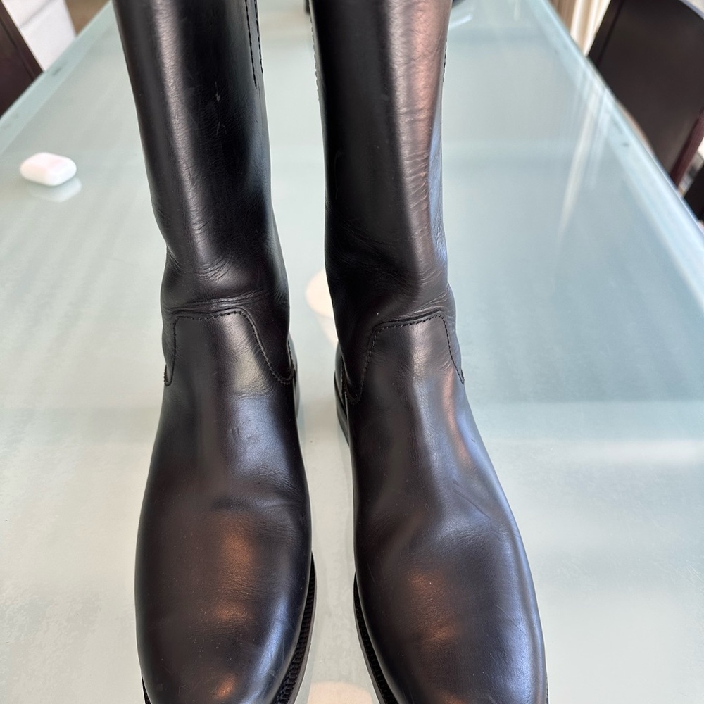 Prada Black Leather Knee-High Boots
